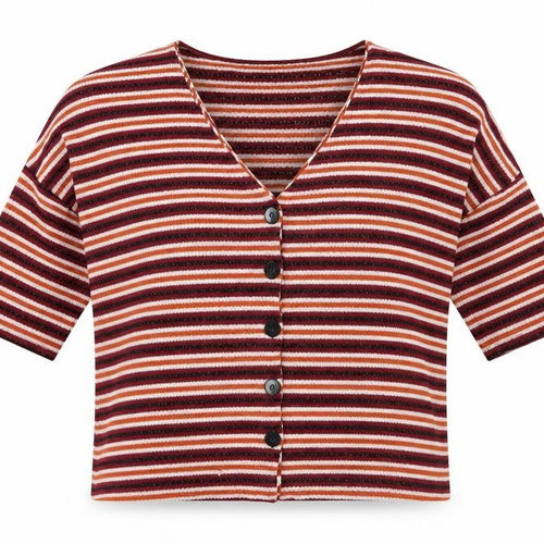 New Look Womens Multicoloured V-Neck Striped Polyester Cardigan Jumper Size L