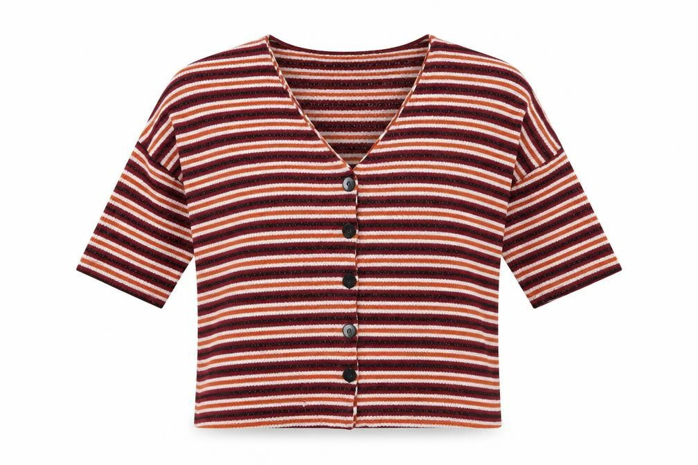New Look Womens Multicoloured V-Neck Striped Polyester Cardigan Jumper Size L