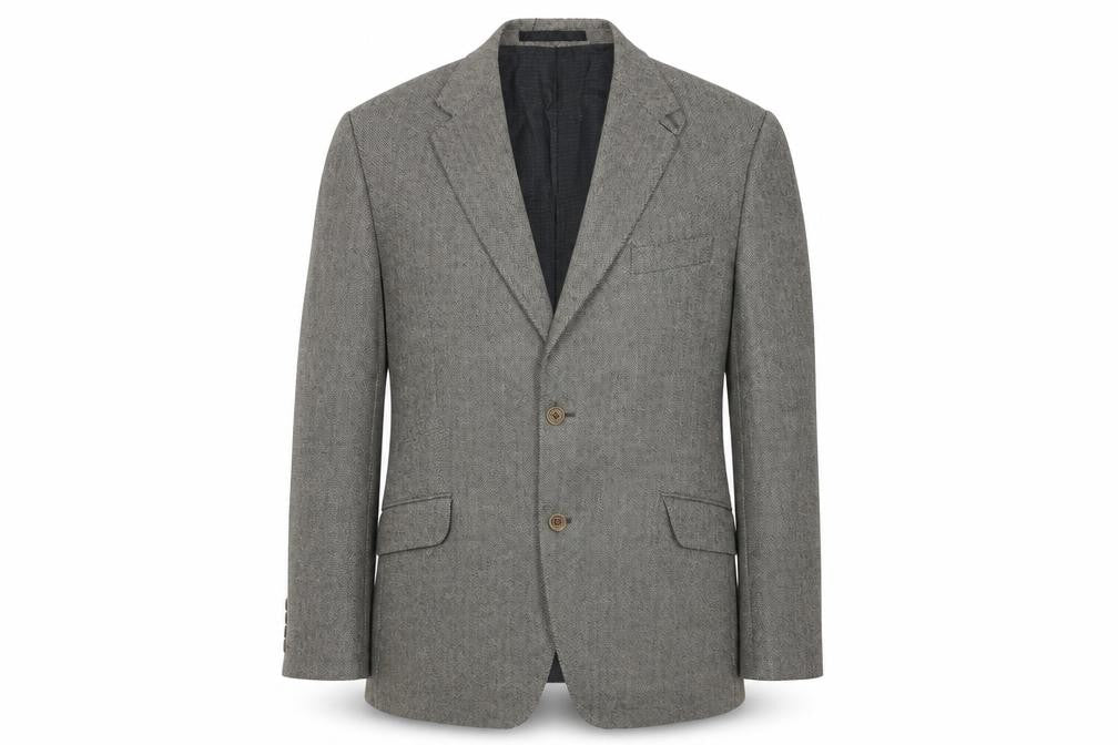 Front view of Marks & Spencer men’s brown wool jacket suit jacket, size 44, regular