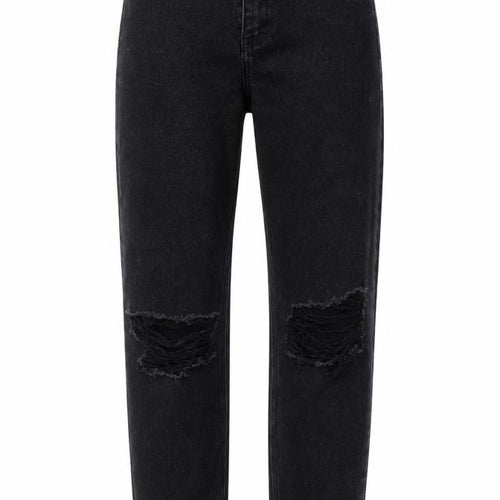 PRETTYLITTLETHING Womens Black Cotton Straight Jeans Size 6 L30 in Regular Button