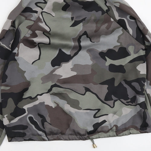 River Island Womens Grey Camouflage Polyester Bomber Jacket Jacket Size 6 Zip