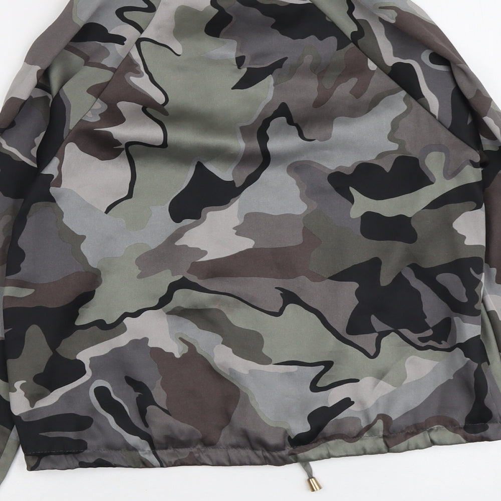 River Island Womens Grey Camouflage Polyester Bomber Jacket Jacket Size 6 Zip