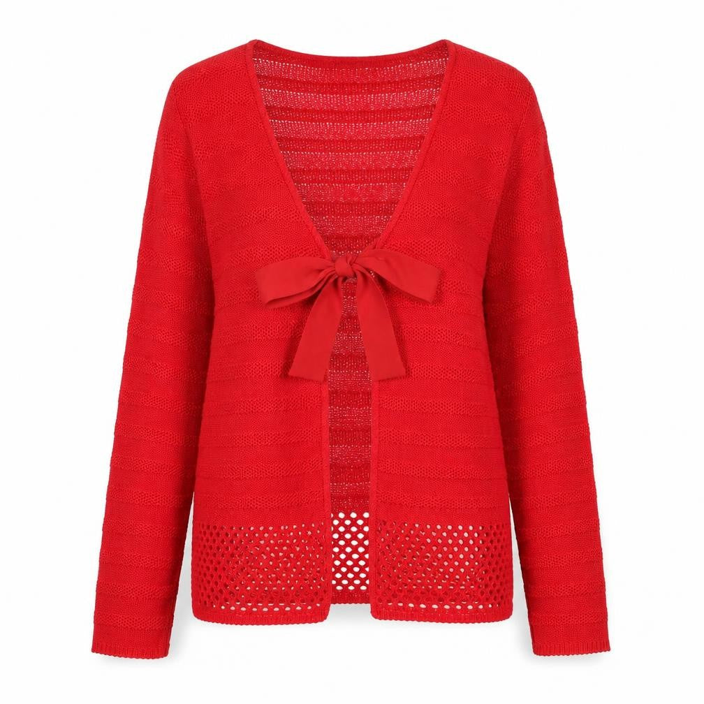 Editions Womens Red V-Neck Acrylic Cardigan Jumper Size M