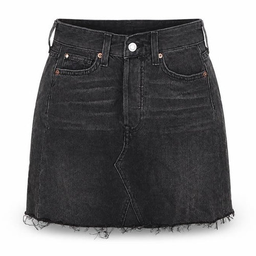 H&M Womens Black Cotton A-Line Skirt Size 6 Zip