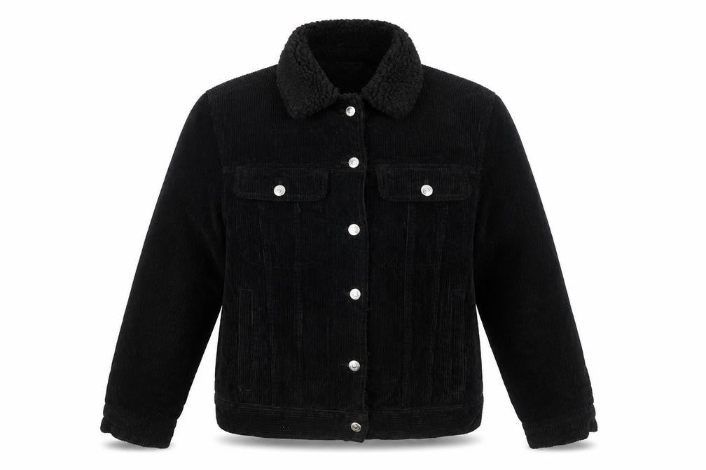 Front view of Topshop women’s black jacket, size UK 6, button