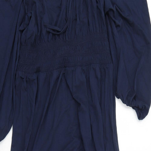 Marks and Spencer Womens Blue Viscose A-Line Size 14 Square Neck Pullover