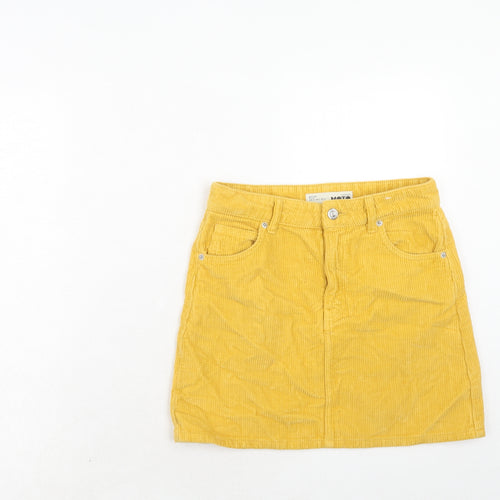 Topshop Womens Yellow Cotton Mini Skirt Size 8 Regular Zip