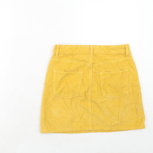 Topshop Womens Yellow Cotton Mini Skirt Size 8 Regular Zip