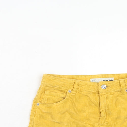Topshop Womens Yellow Cotton Mini Skirt Size 8 Regular Zip