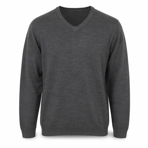Marks and Spencer Mens Grey V-Neck Acrylic Pullover Jumper Size L Long Sleeve