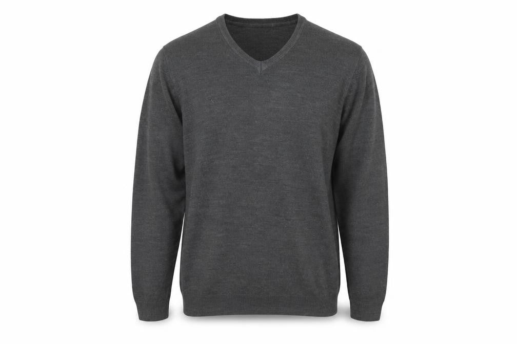 Marks and Spencer Mens Grey V-Neck Acrylic Pullover Jumper Size L Long Sleeve
