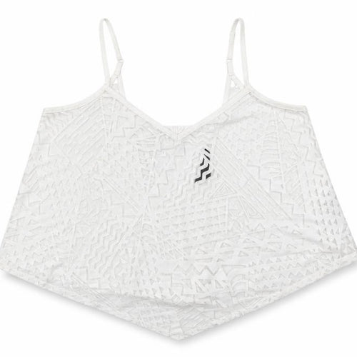 New Look Womens White Geometric Viscose Cropped Tank Size 14 V-Neck