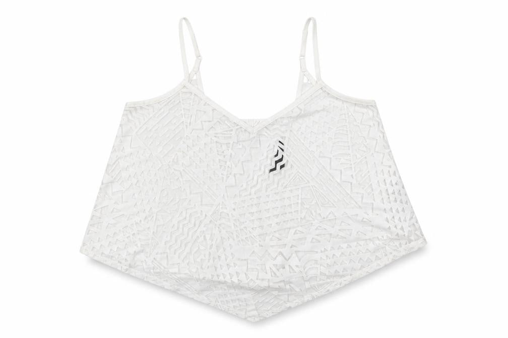 New Look Womens White Geometric Viscose Cropped Tank Size 14 V-Neck