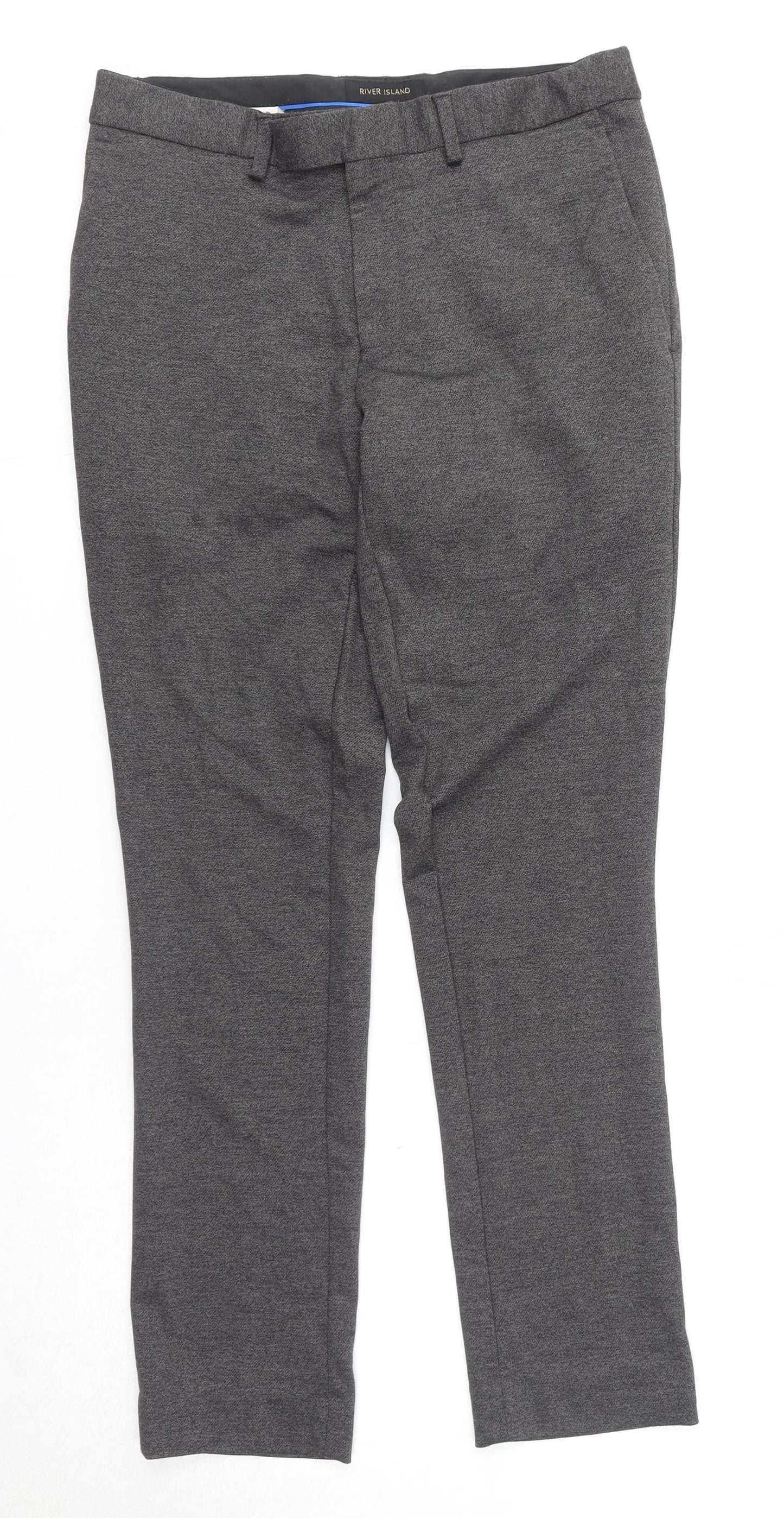 River Island Mens Grey Viscose Dress Pants Trousers Size 28 in Regular Zip