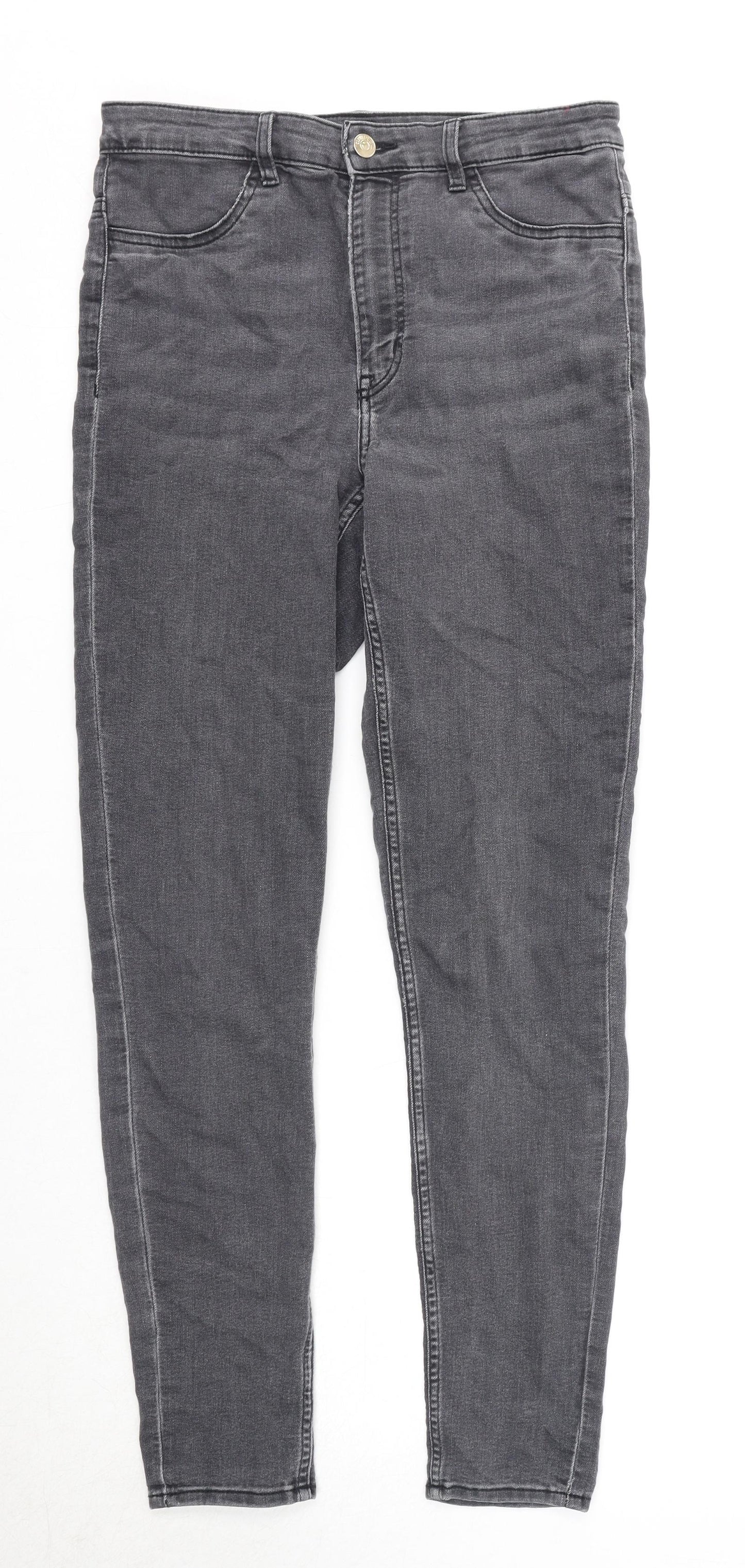Divided by H&M Womens Grey Cotton Skinny Jeans Size 12 Regular Zip