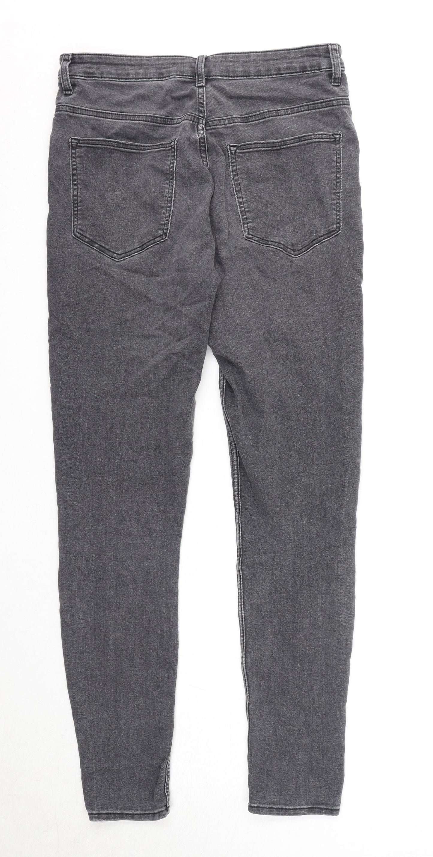 Divided by H&M Womens Grey Cotton Skinny Jeans Size 12 Regular Zip
