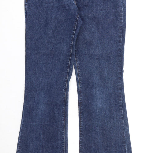 Dorothy Perkins Womens Blue Cotton Flared Jeans Size 10 Regular Zip