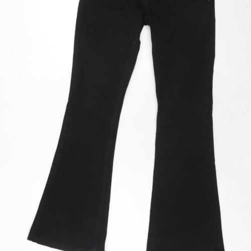 Topshop Womens Black Cotton Flared Jeans Size 28 in L32 in Regular Zip