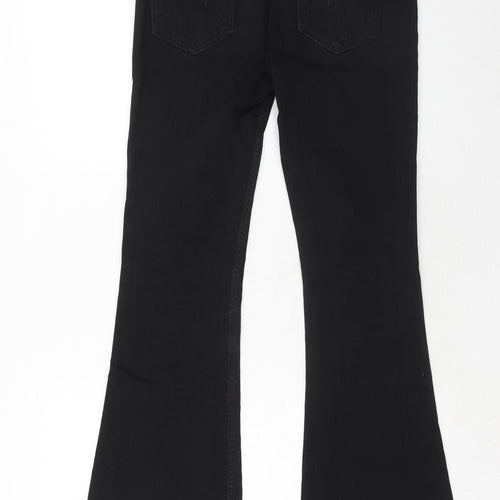Topshop Womens Black Cotton Flared Jeans Size 28 in L32 in Regular Zip