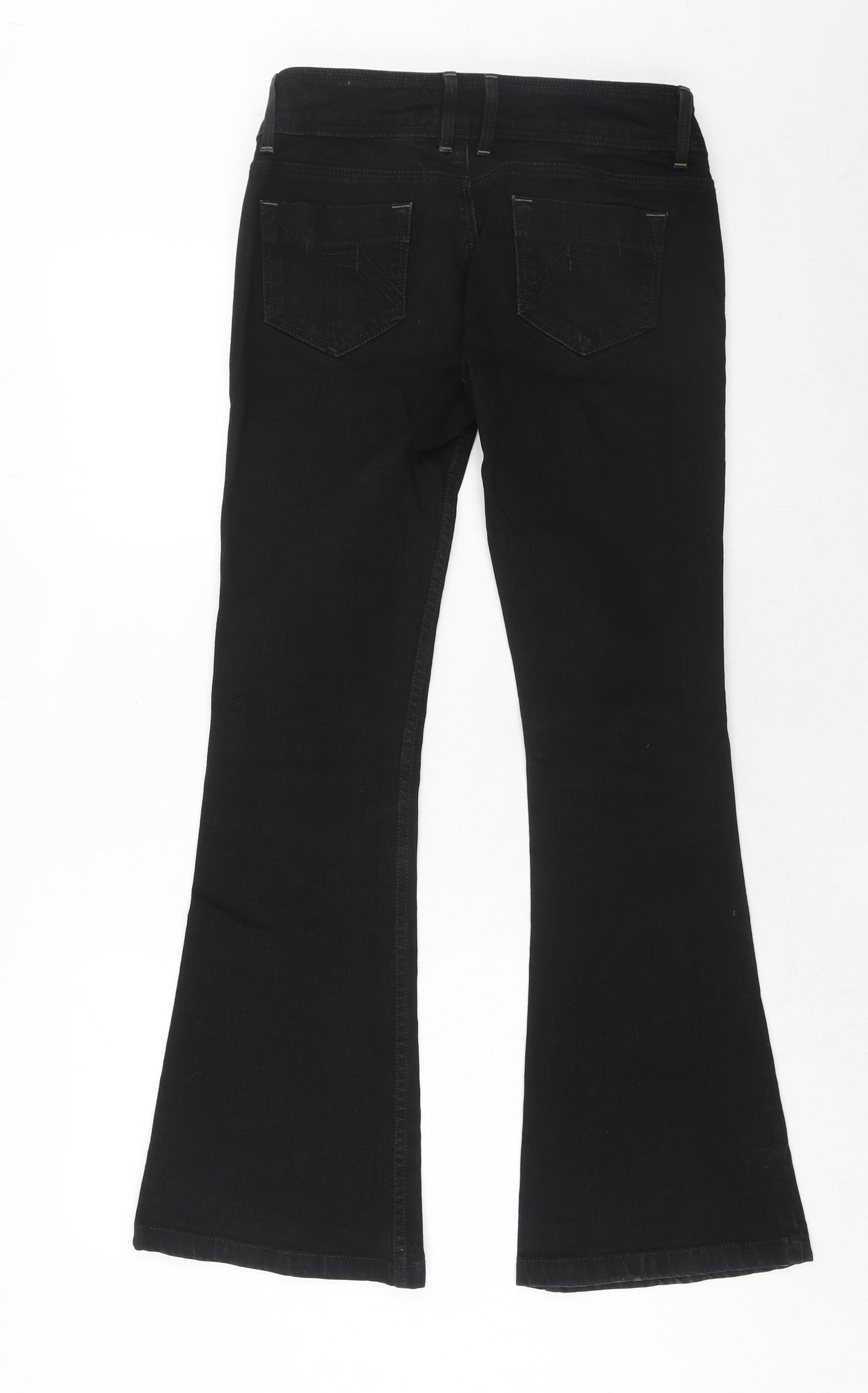 Topshop Womens Black Cotton Flared Jeans Size 28 in L32 in Regular Zip