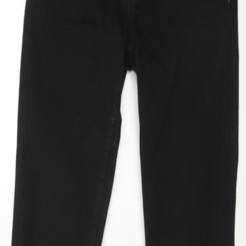 Topshop Womens Black Cotton Flared Jeans Size 28 in L32 in Regular Zip