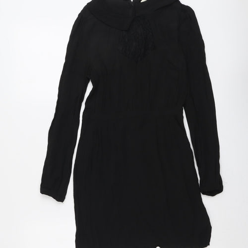 Pins and Needles Womens Black Viscose A-Line Size S Collared Zip