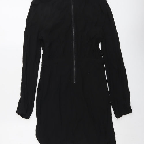 Pins and Needles Womens Black Viscose A-Line Size S Collared Zip