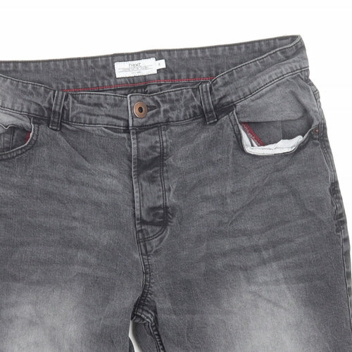 NEXT Mens Grey Cotton Chino Shorts Size 36 in Regular Zip
