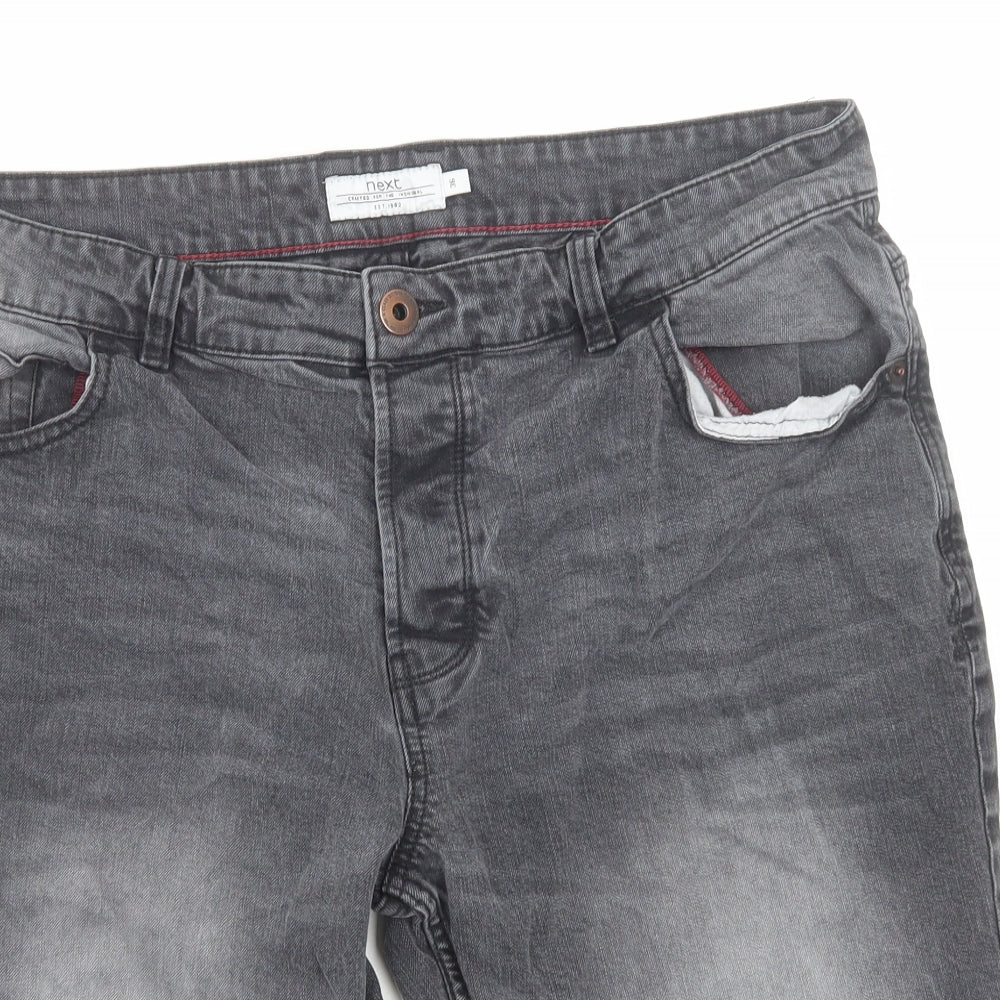 NEXT Mens Grey Cotton Chino Shorts Size 36 in Regular Zip