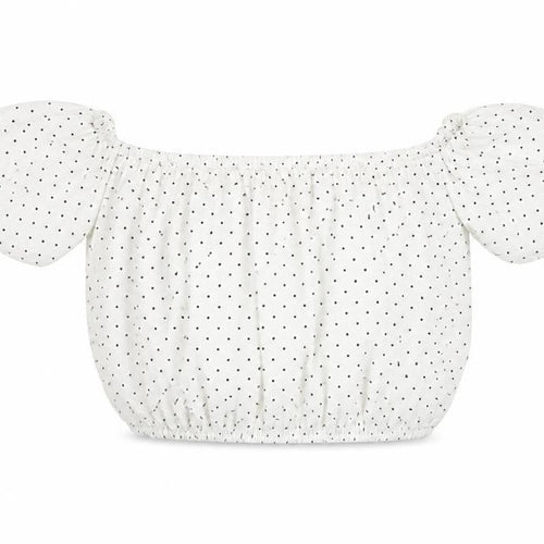 Oh My Love Womens White Polka Dot Polyester Cropped Blouse Size S Off the Shoulder