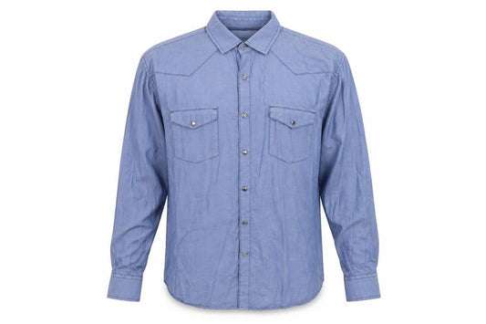 James Campbell Mens Blue Cotton Button-Up Size L Collared Button