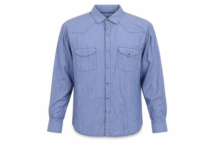 James Campbell Mens Blue Cotton Button-Up Size L Collared Button