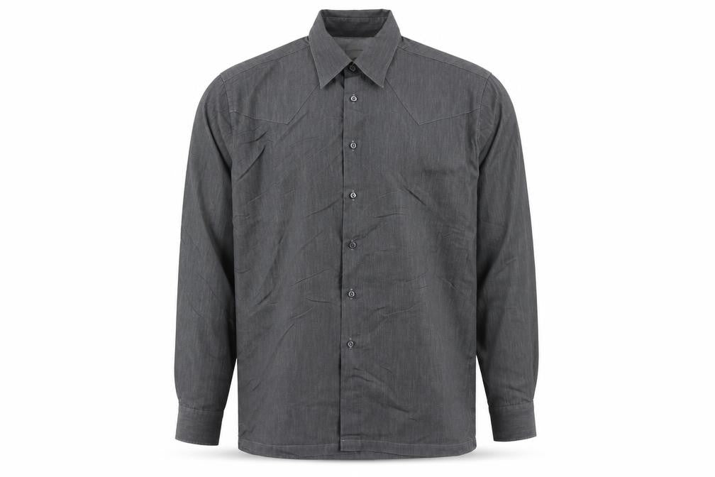 Front view of Ciro Citterio men’s grey cotton button-up, size XL, collared button