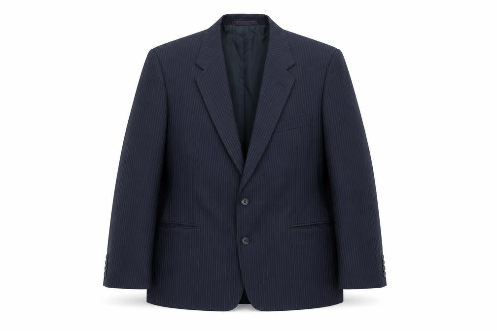 St Michael Mens Blue Striped Polyester Jacket Suit Jacket Size 40 Regular