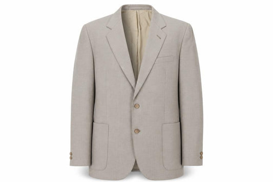 Front view of Burton men’s grey polyester jacket suit jacket, size 40, regular