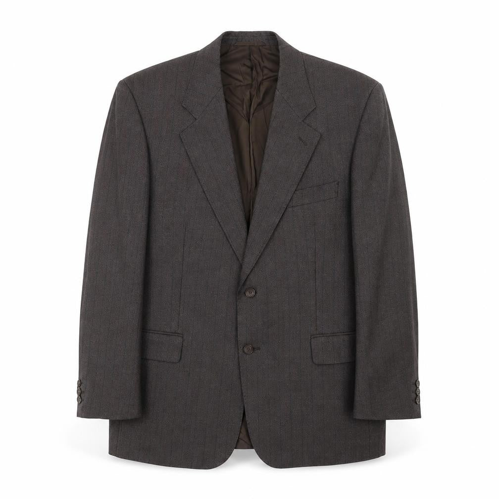 Front view of Wellington men’s brown striped wool jacket suit jacket, size 44, regular