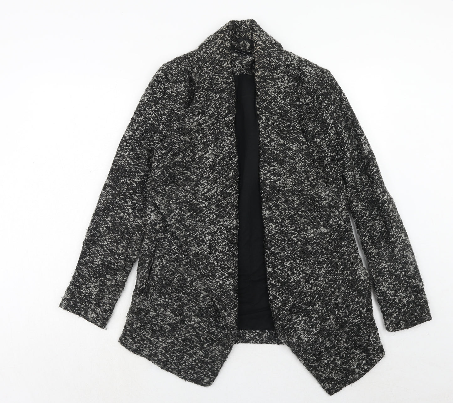 New Look Womens Grey Geometric Jacket Coatigan Size 8 - Zig Zag Look