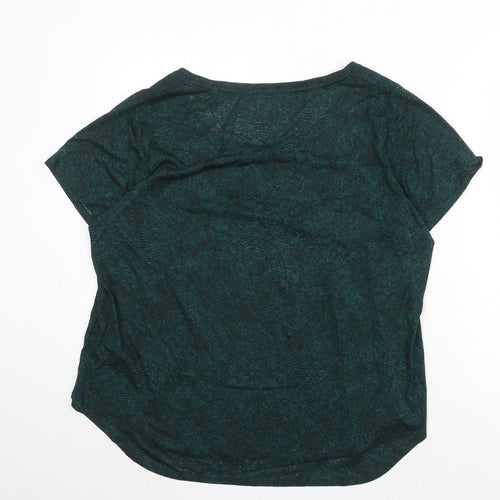 GOODMOVE Womens Green Geometric Polyester Basic T-Shirt Size 20 Scoop Neck Pullover