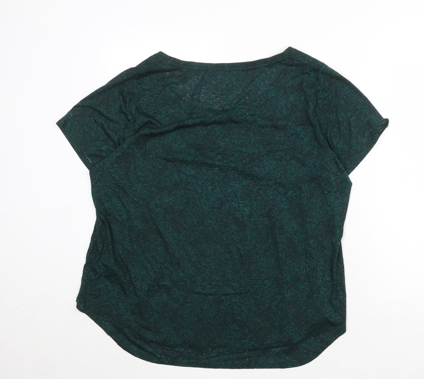 GOODMOVE Womens Green Geometric Polyester Basic T-Shirt Size 20 Scoop Neck Pullover