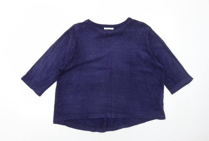 Zara Womens Blue Round Neck Acrylic Pullover Jumper Size M Pullover
