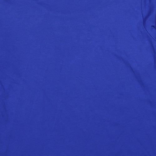 First Avenue Womens Blue Polyester Basic T-Shirt Size S Scoop Neck - Studded