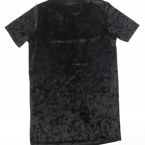 Boohoo Womens Black Polyester Mini Size 8 V-Neck Buckle - Bull Ring Collar