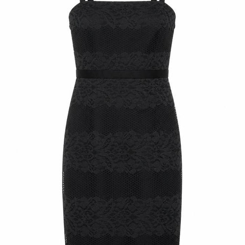 Very Womens Black Polyamide Slip Dress Size 10 V-Neck Zip