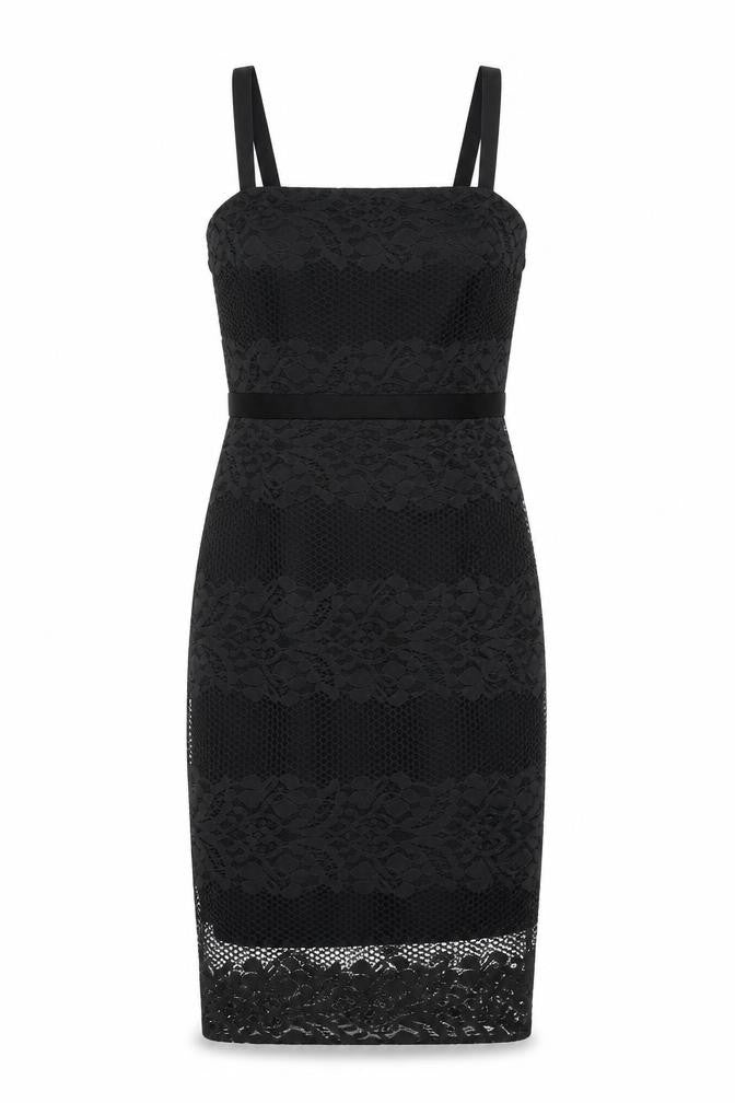 Very Womens Black Polyamide Slip Dress Size 10 V-Neck Zip