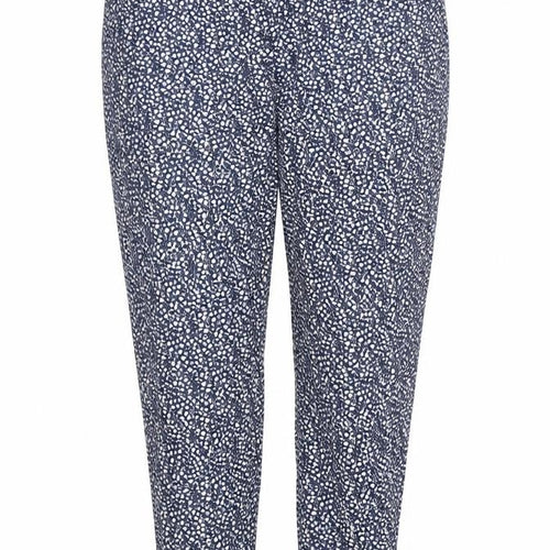 United Colors of Benetton Womens Blue Geometric Cotton Trousers Size 18 Regular Zip