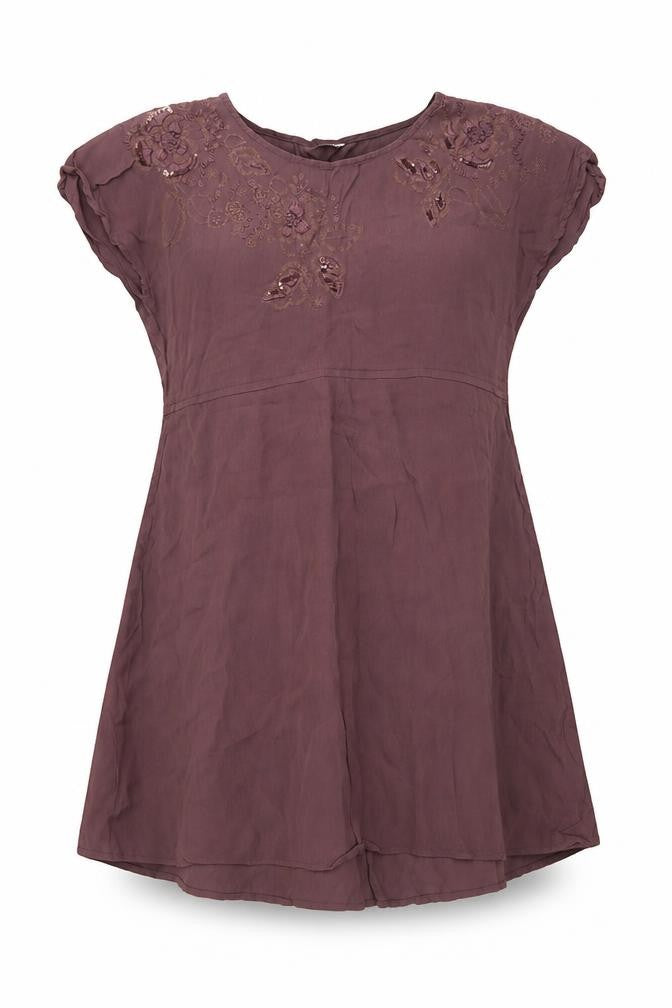 Front view of Monsoon women’s pink viscose a-line, size UK 14, round neck pullover