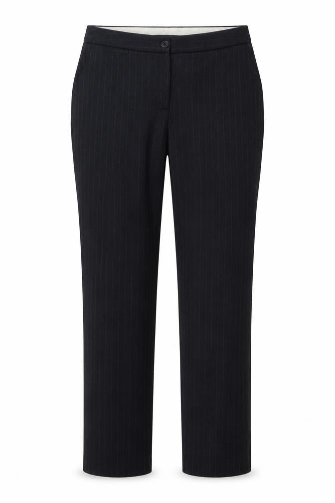 Marks and Spencer Womens Blue Striped Viscose Trousers Size 12 L30 in Regular Button
