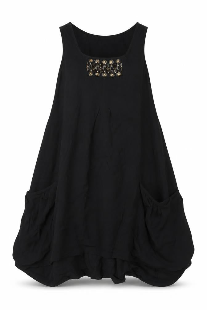 Front view of Monsoon women’s black polyester trapeze & swing, size UK 8, round neck pullover