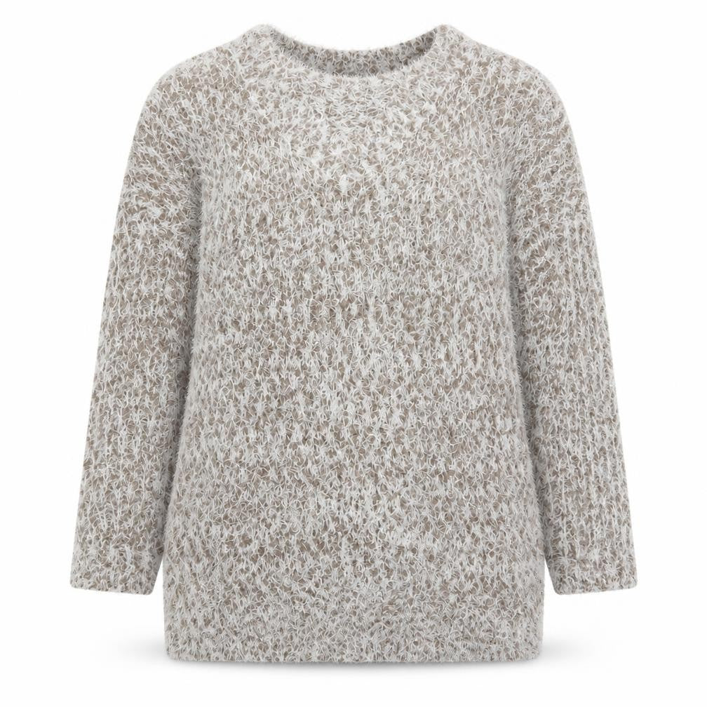 Front view of Body Flirt women’s beige v-neck polyester jumper, size S