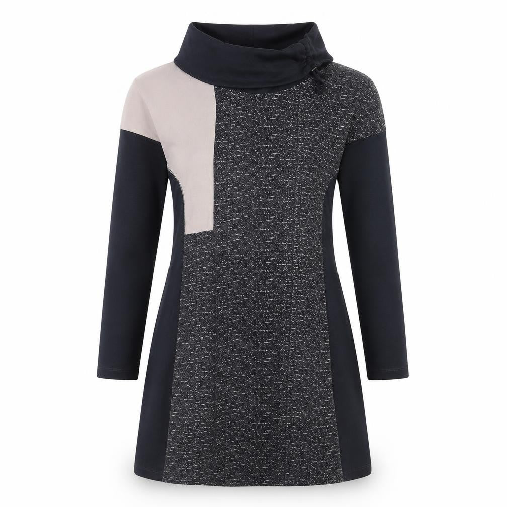 Viza Viz Womens Blue Colourblock Polyester Jumper Dress Size 8 Roll Neck Pullover - Size 8-10